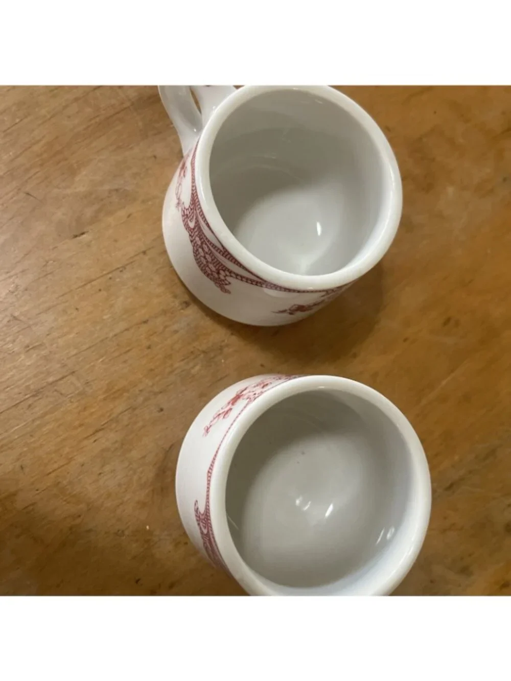 Vintage Shenango Red Rose Point Resturant Wear Coffee Cup Pair 1950s Retro